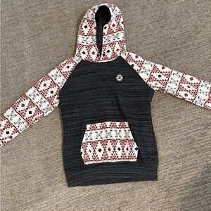 Hooey Dark Gray Hoodie with Tribal Pattern